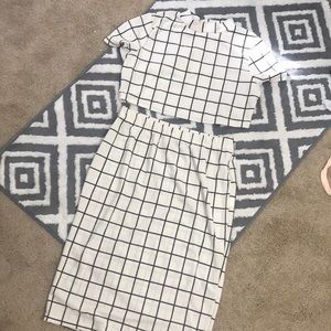 cropped and midi skirt matching set
